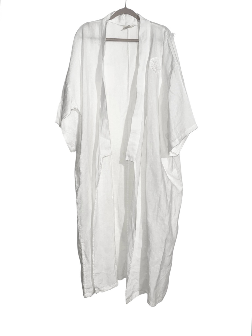 Deiji Studios 02 Robe White Linen Long Kimono Robe O/S